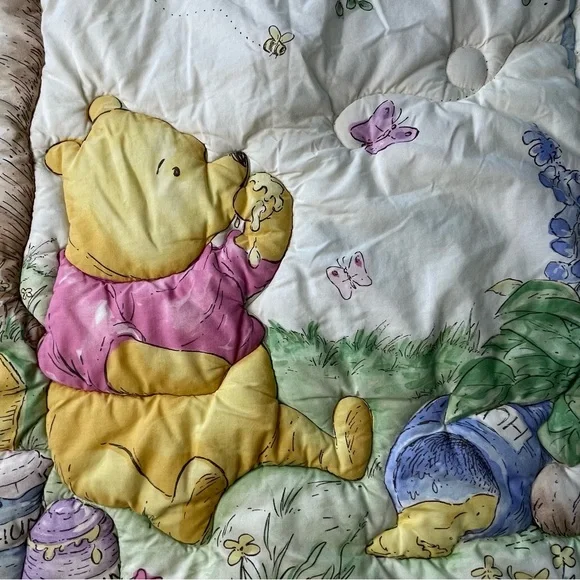 Vintage Disney Classic Honey Pot Winnie The Pooh Quilt Comforter Crib Toddler - Picture 7 of 14